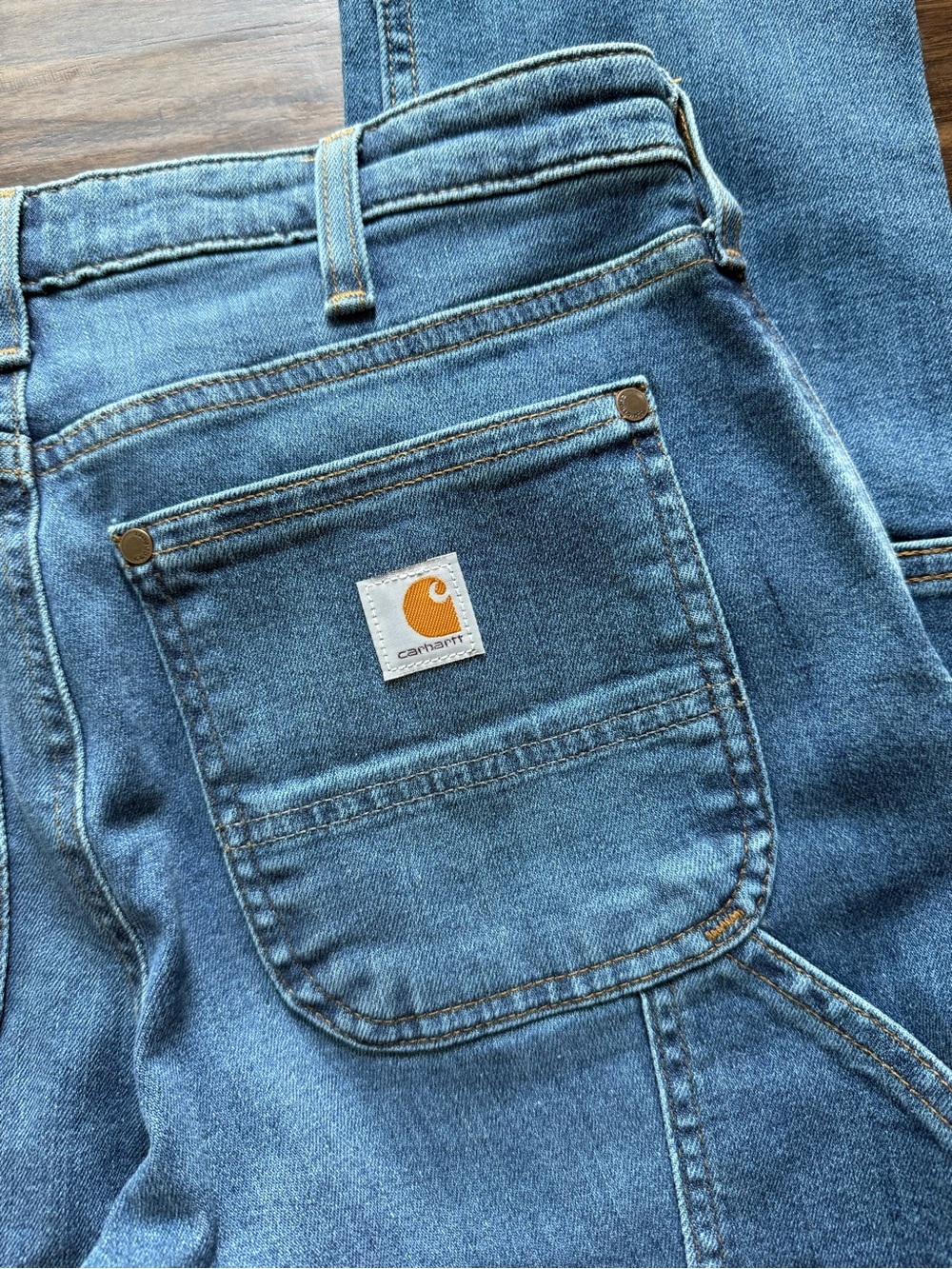 Carhartt women's Relaxed Fit Carpenter Jeans - Medium Blue Denim - Picture 9 of 13